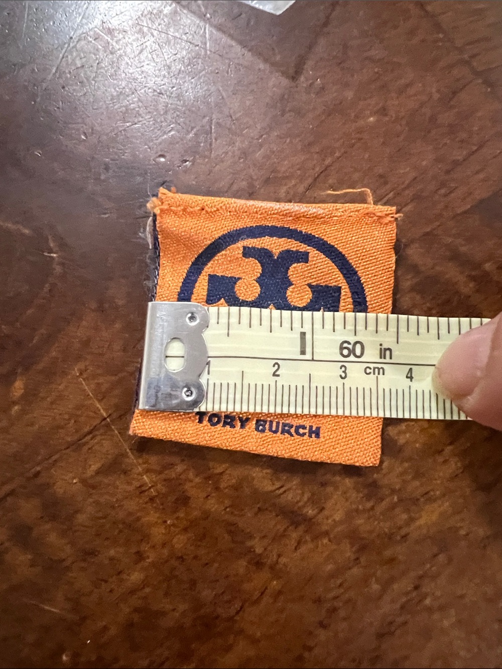 Tory Burch Orange Fabric Logo Patch with Navy Emblem - Picture 3 of 3